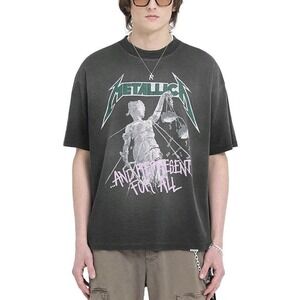 NEW REPRESENT X Metallica Justice For All T Shirt Men S Black Rock Boxy Grunge